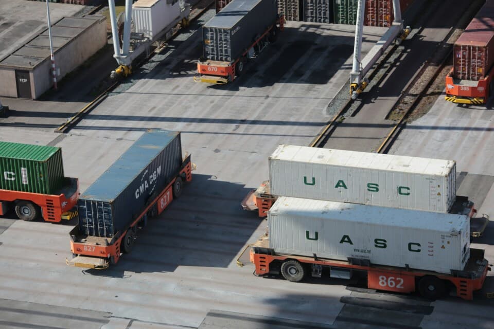 Trucks with logistic containers